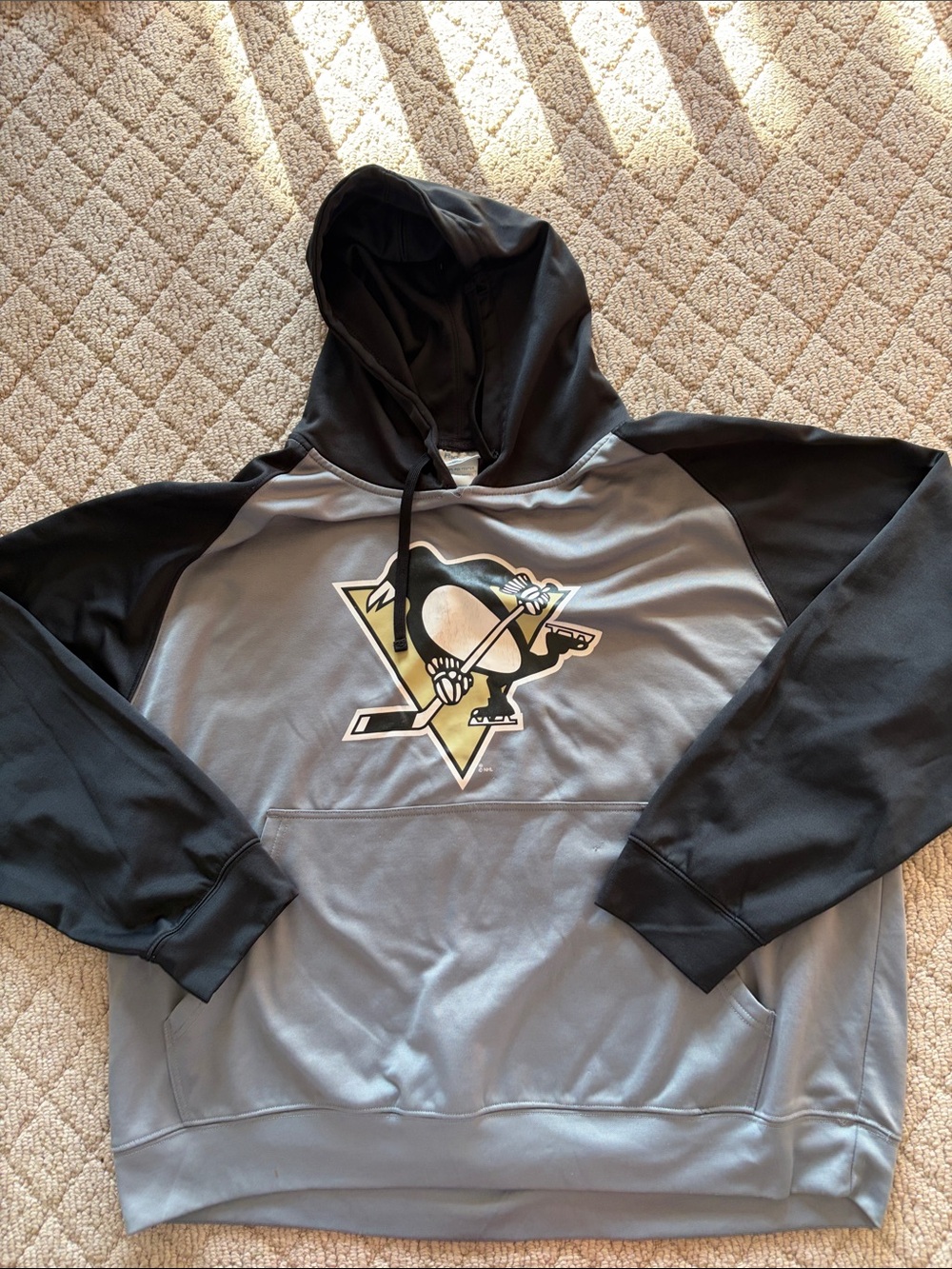 Pro Edge Black and Grey Pittsburgh Penguins Hoodie with Front Logo